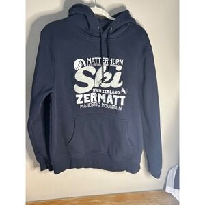 Bayard Sport Zermatt Matterhorn Ski Switzerland Navy Blue Hoodie Womens Large
